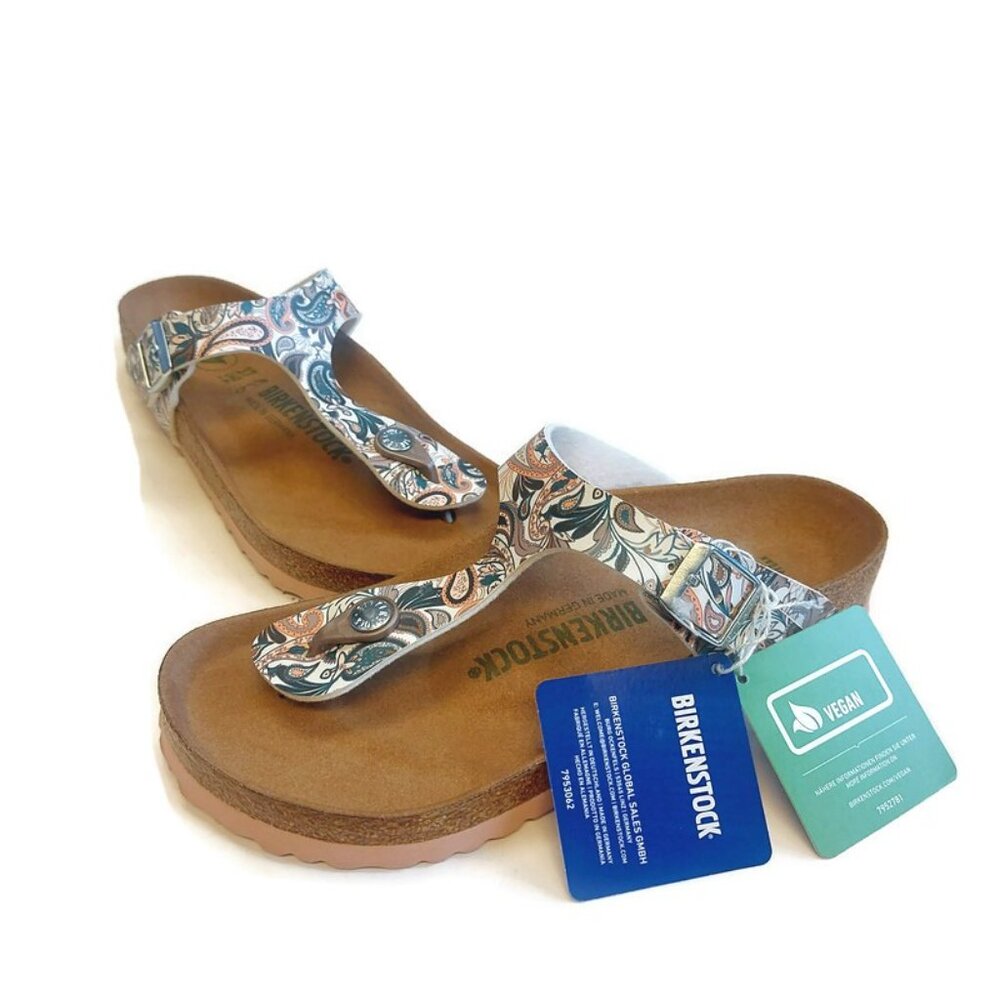Birkenstock Womens Sz 6 Gizeh Vegan Birko-Flor Sandals EU 37 Paisley Light Rose - Picture 5 of 10